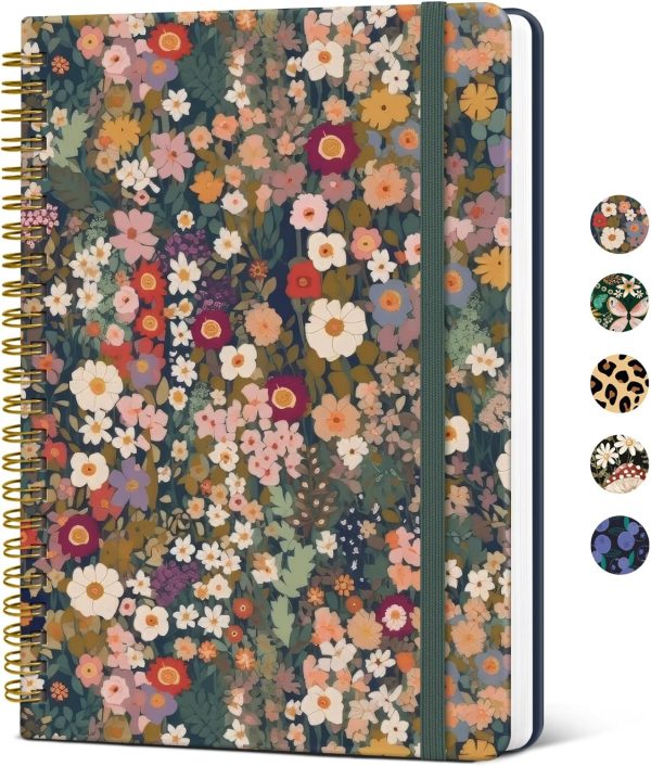 Lined Spiral Journal Notebook for Women, A5 Cute College Ruled Hardcover Notebook for Work & Note Taking, Pretty Journal for Writing, 140 Pages, Flower Garden - Image 9